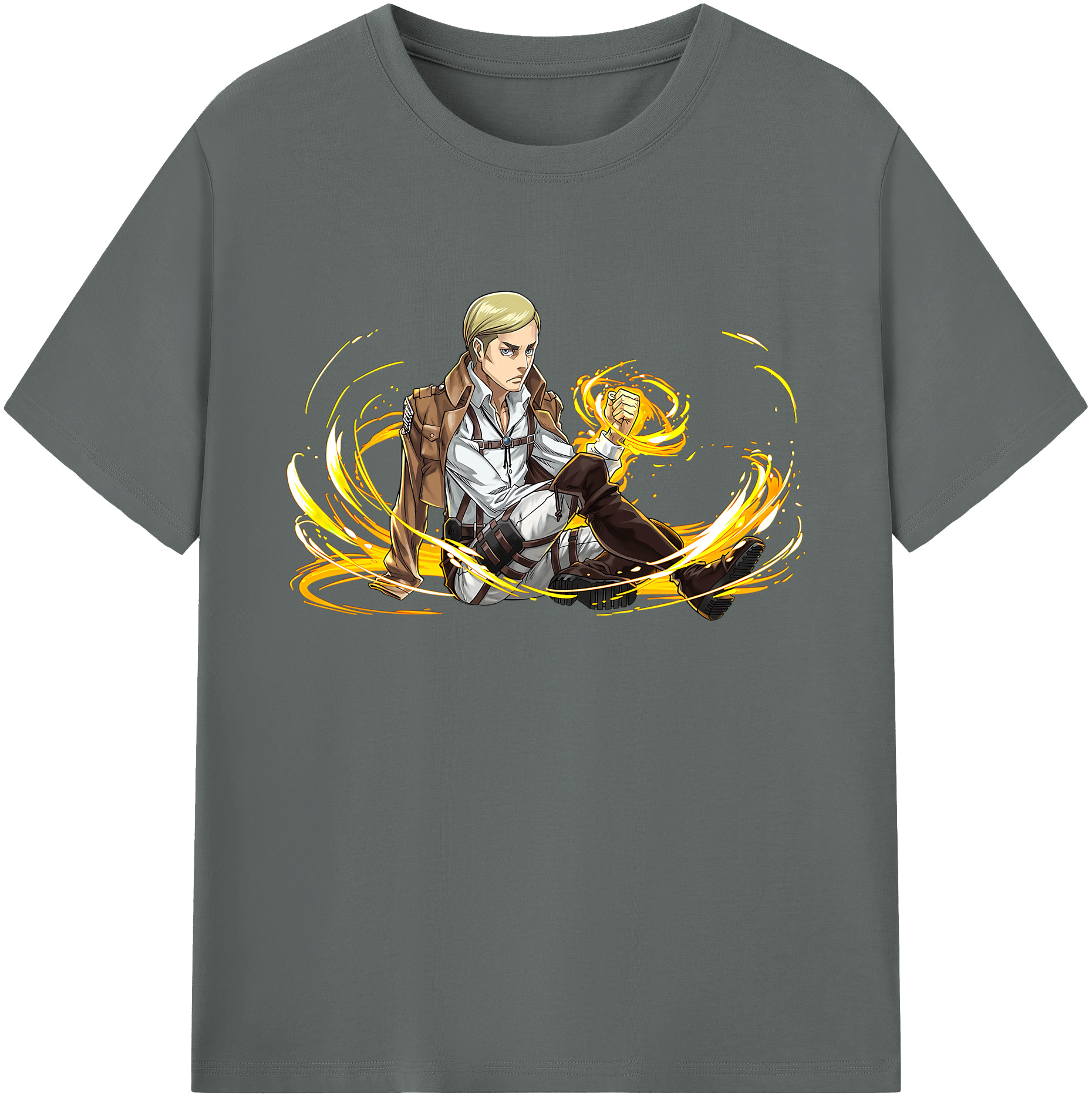 （画像用） 進撃の巨人 エルヴィン・スミス Attack on Titan Erwin Smith 綿100％ メンズ半袖Tシャツ｜肌触りやわらか＆通気性